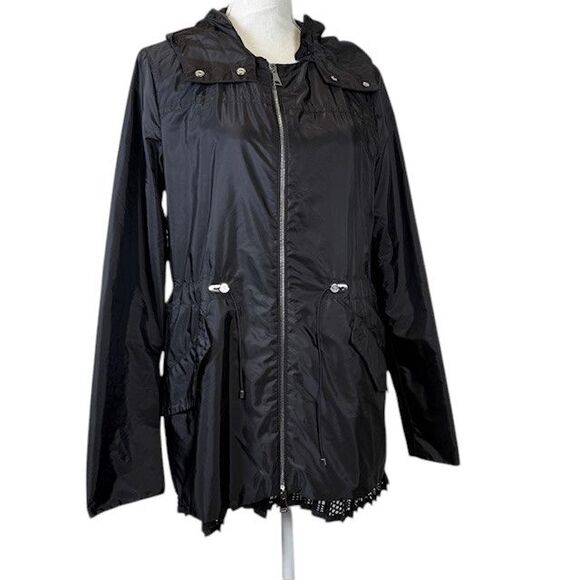 NWOT MONCLER  AUTHENTICATED Baaba Crocheted Lace Trimmed Nylon Parka Large (3) - Picture 5 of 16